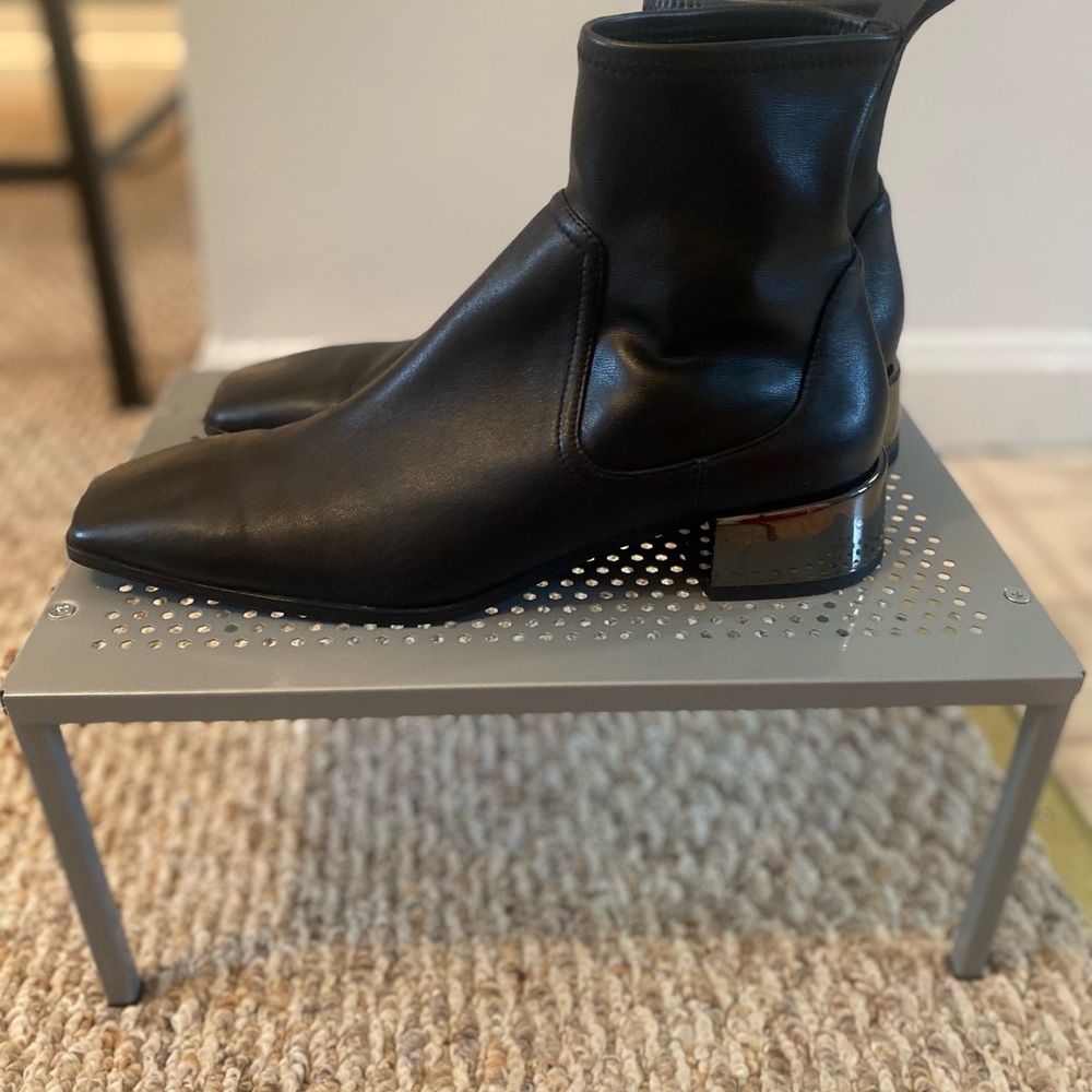Black Zara Boot with silver Reflective heel